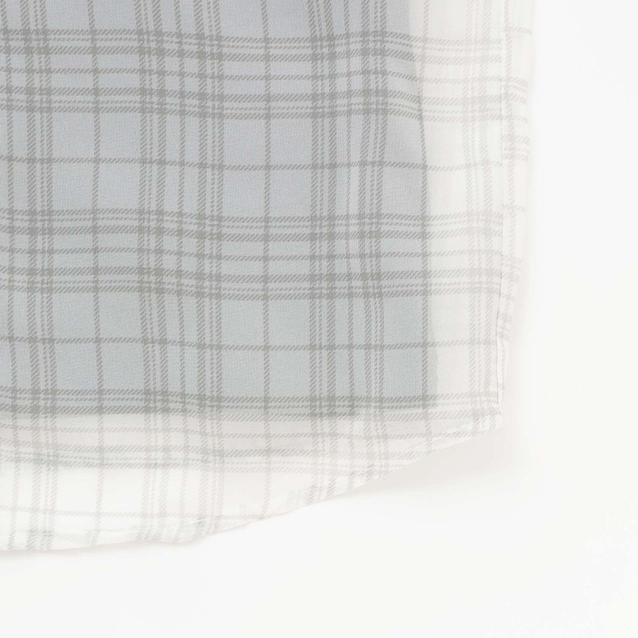 Shoulder Cutout Sheer Check Docking Shirt,Off white, large image number 4