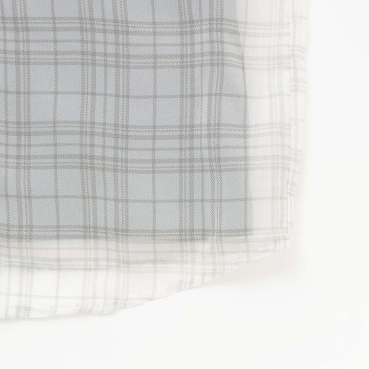 Shoulder Cutout Sheer Check Docking Shirt,Off white, medium image number 4