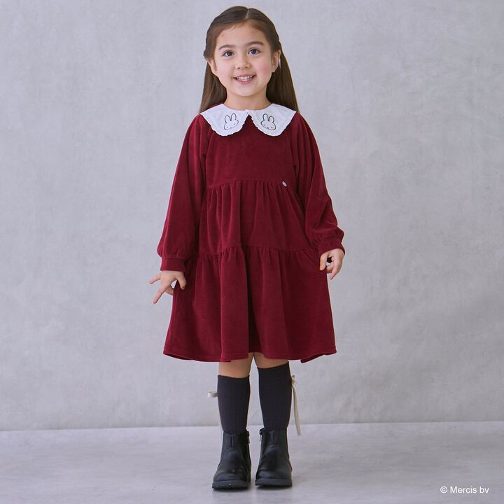 [Miffy] Collar Tiered One-Piece Dress,Charcoal gray, medium image number 2