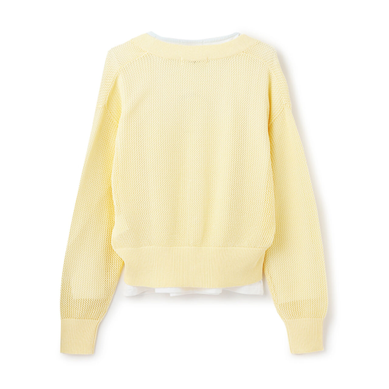 Mesh Knit Cardigan and Long Sleeve T-Shirt Set,Cream, large image number 1