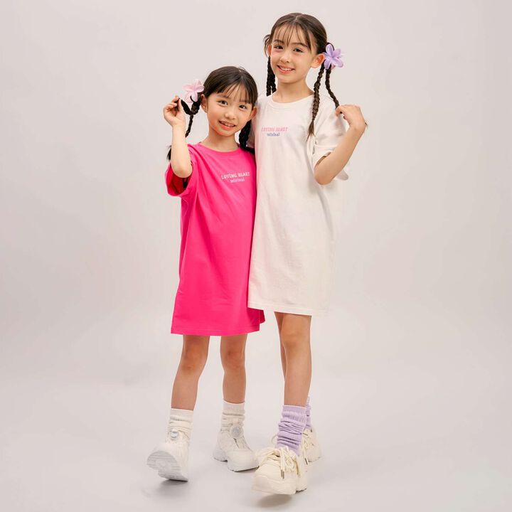 [100% Cotton] Affordable Back Heart Short-Sleeve T-Shirt One-Piece Dress,Cherry Pink, medium image number 7