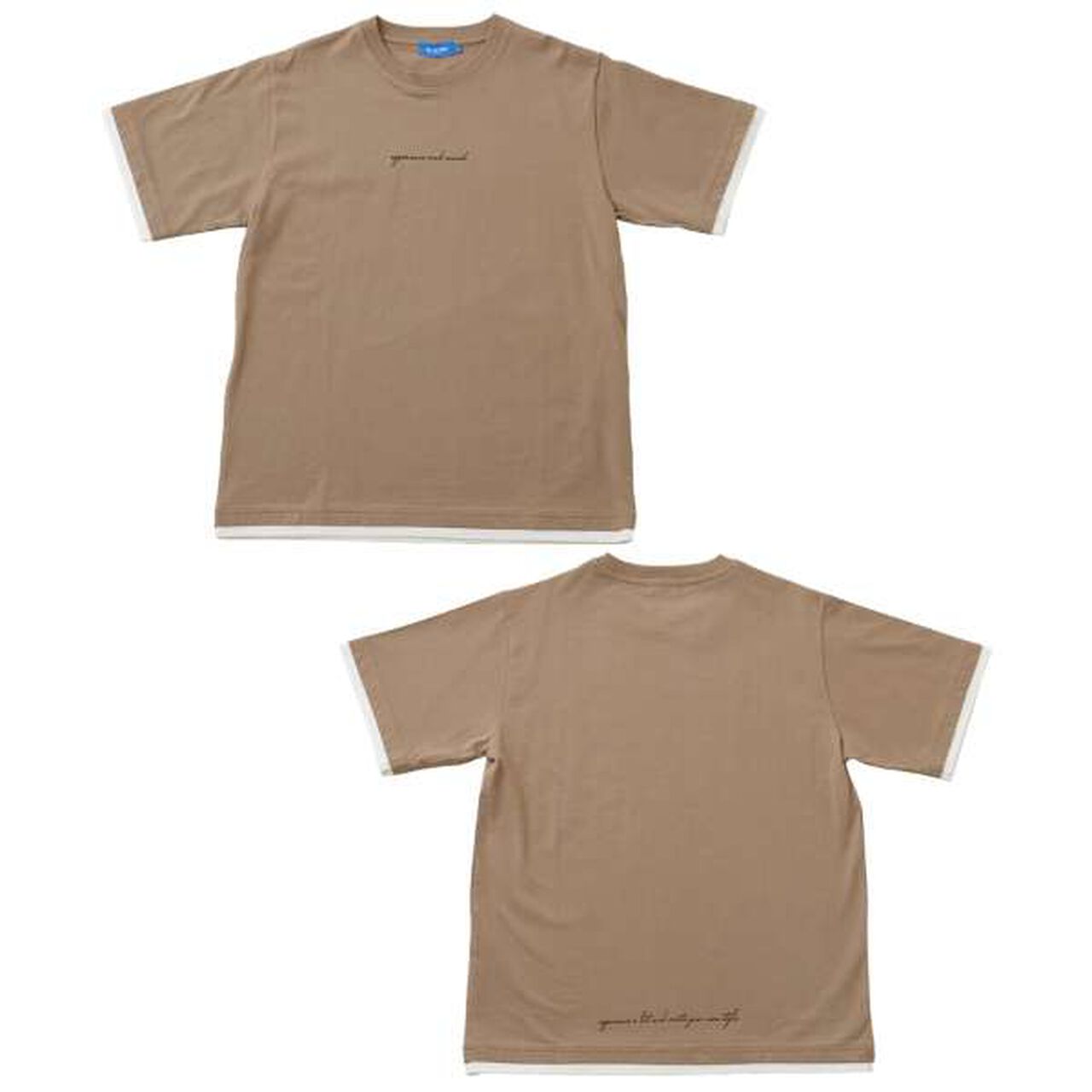 Front Logo Print Layered Hem Short Sleeve T-Shirt,Navy, large image number 4