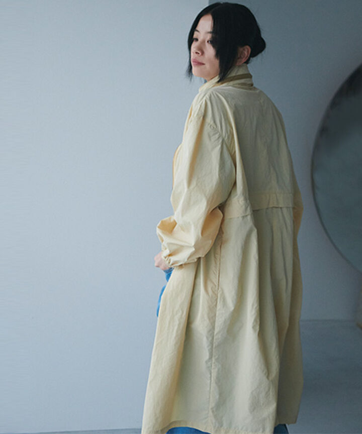 Drawstring Long Coat,Black, medium image number 1