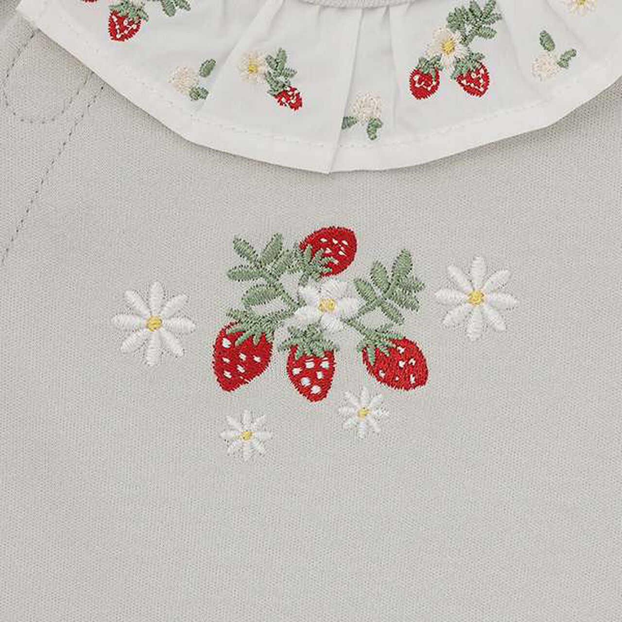 [Weak Acidity] Strawberry Embroidery Coverall,Light green, large image number 7