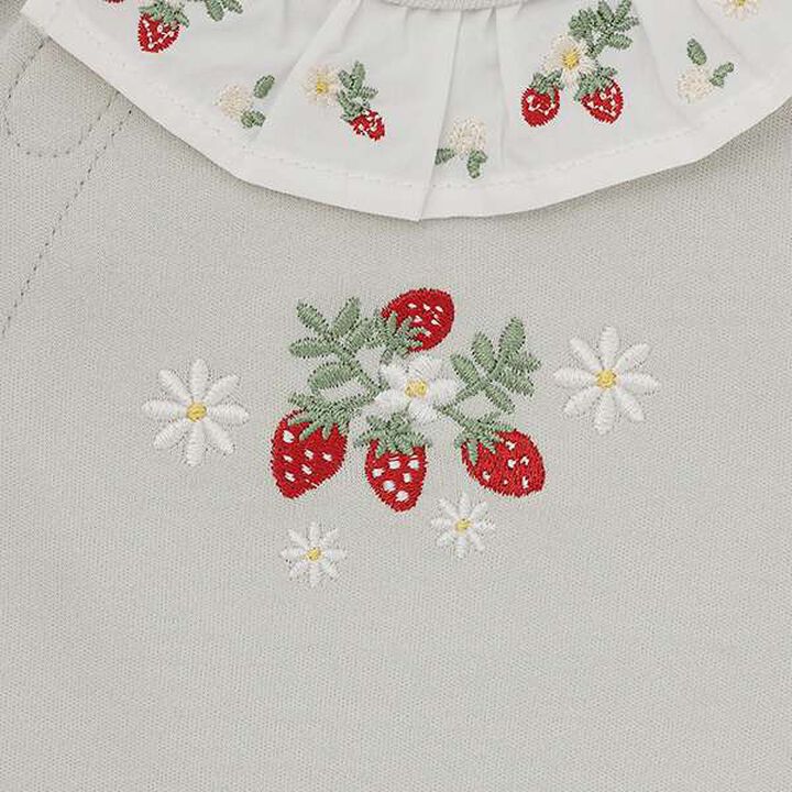 [Weak Acidity] Strawberry Embroidery Coverall,Light green, medium image number 7
