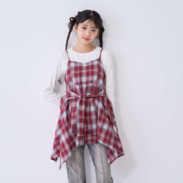 [LTXC] Quick-Dry Absorbent Checkered Camisole Tunic with Inner Lining,, medium