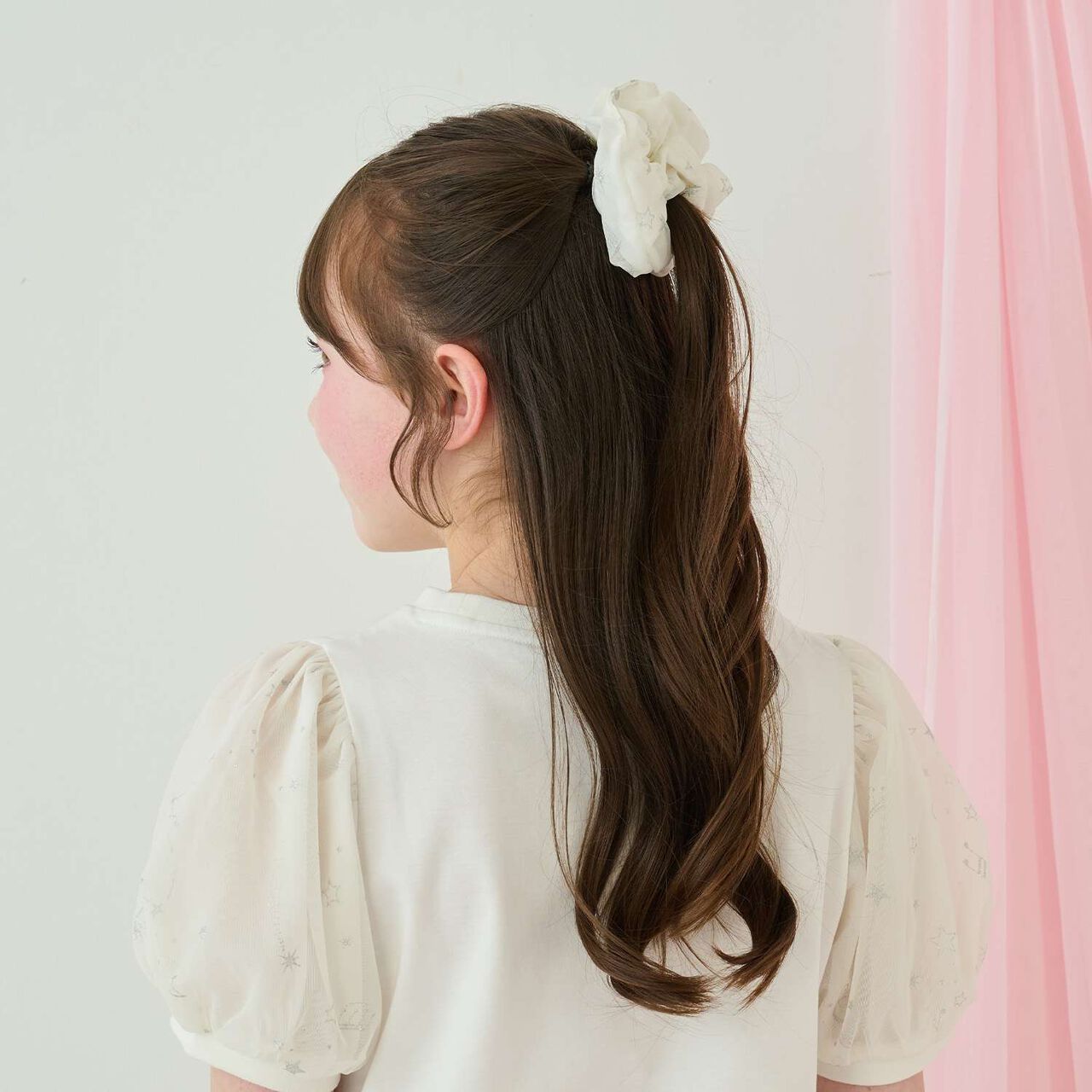 Musical Note Series Tulle Scrunchie,Navy, large image number 5