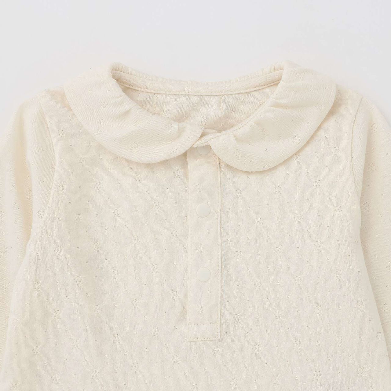 Organic Collar Bodysuit [Made in Japan],Pearl white, large image number 2