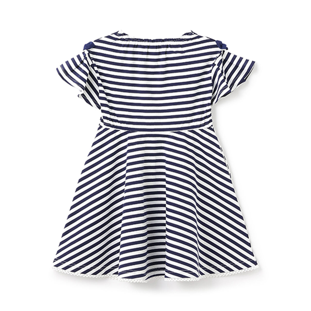 Necklace Embroidery Stripe Pattern One-Piece Dress,Navy, large image number 1