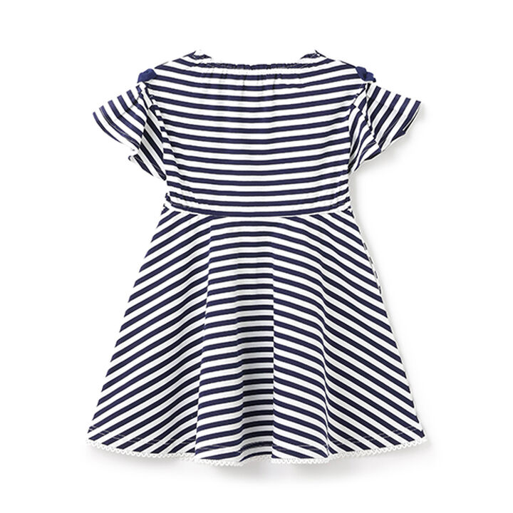 Necklace Embroidery Stripe Pattern One-Piece Dress,Navy, medium image number 1