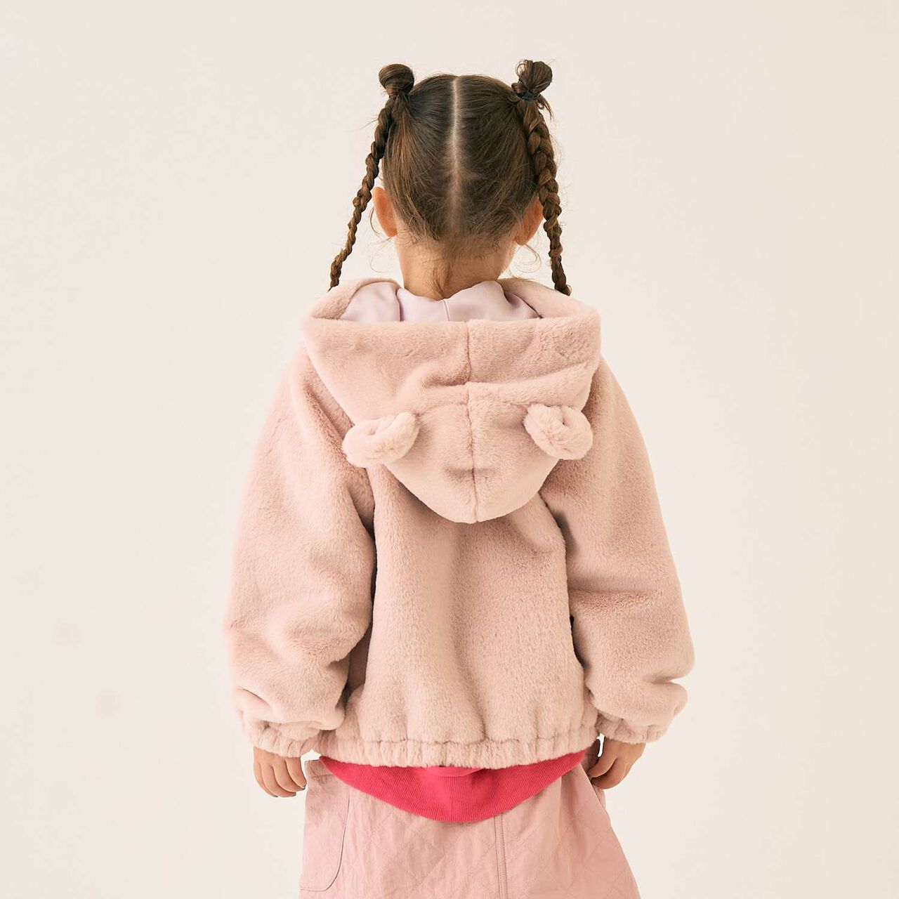 Faux Fur Bomber Jacket,Pink, large image number 14