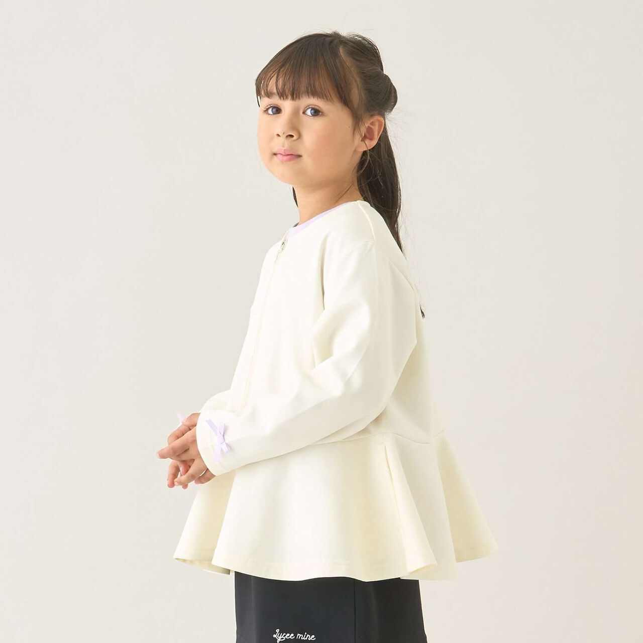 [School-Ready] Puff Sweat Peplum Full Zip-Up,Ivory, large image number 13