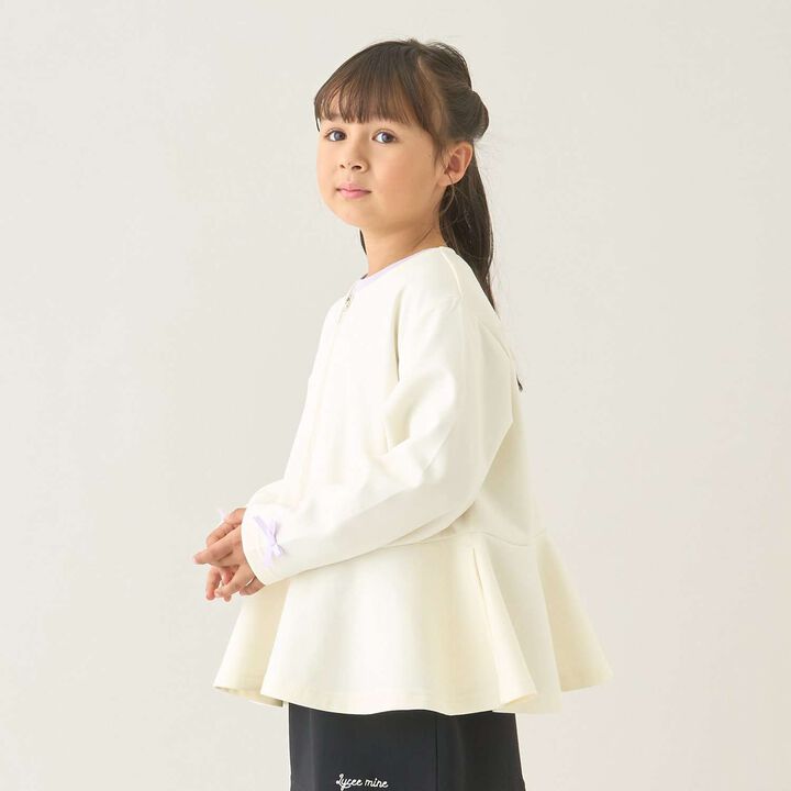 [School-Ready] Puff Sweat Peplum Full Zip-Up,Ivory, medium image number 13