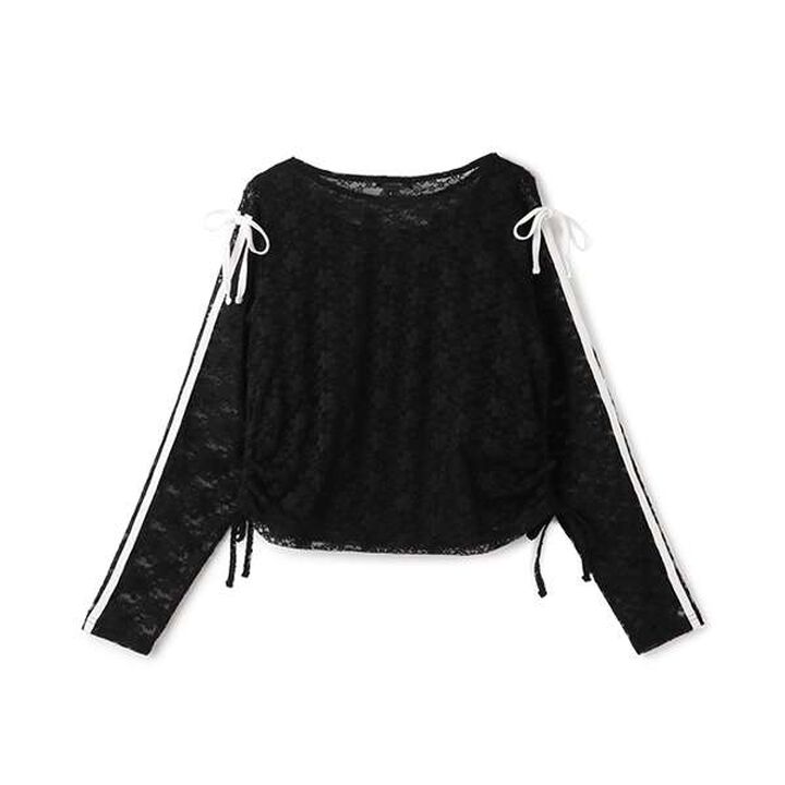 W Ribbon Lace T-Shirt Set,Black, medium image number 1