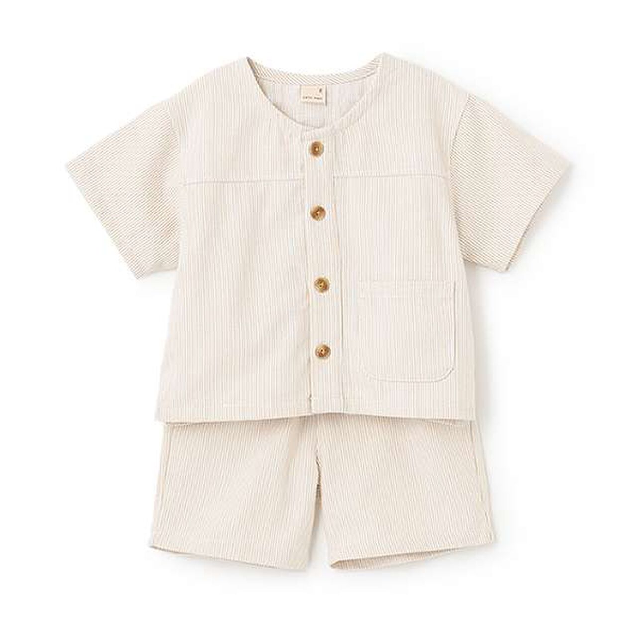 Woven Short-Sleeve Outfit Set,Striped, large image number 0