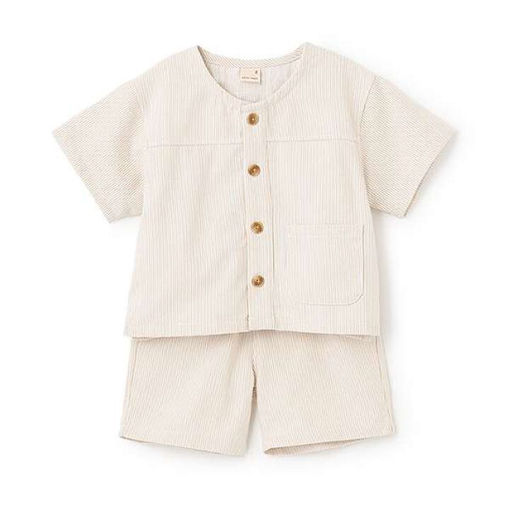 Woven Short-Sleeve Outfit Set,Striped, medium image number 0