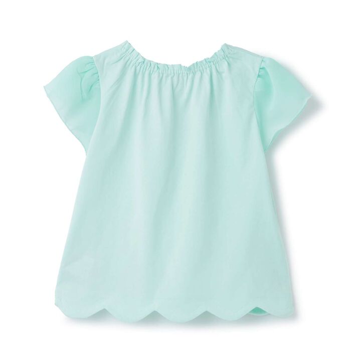 [Restocked] Shell Necklace Embroidery Scalloped Hem T-Shirt,Mint, medium image number 1