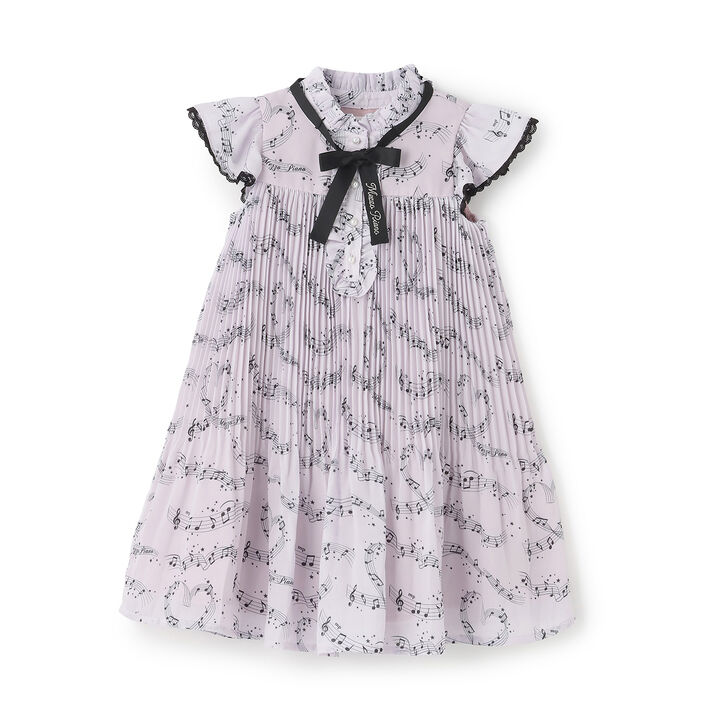 Melody Pattern Pleated One-Piece Dress,, medium