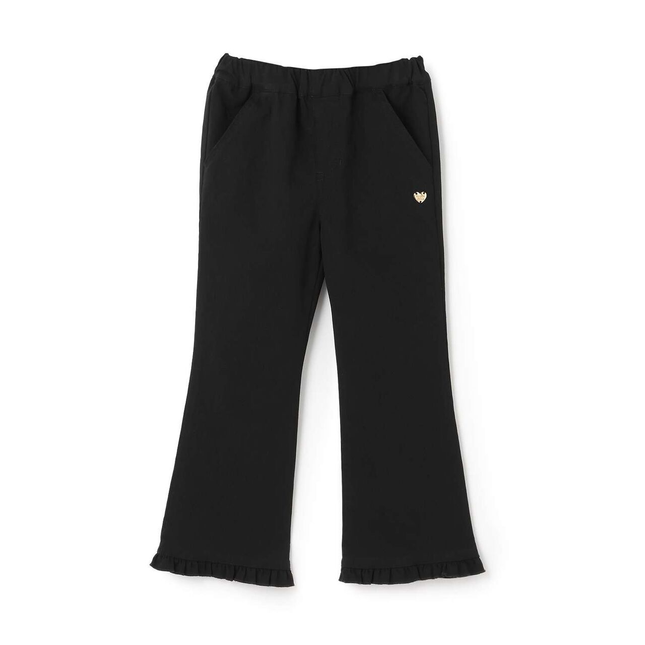 Tomo Pants Stretchy Hem Frill Flared Pants,Black, large image number 5