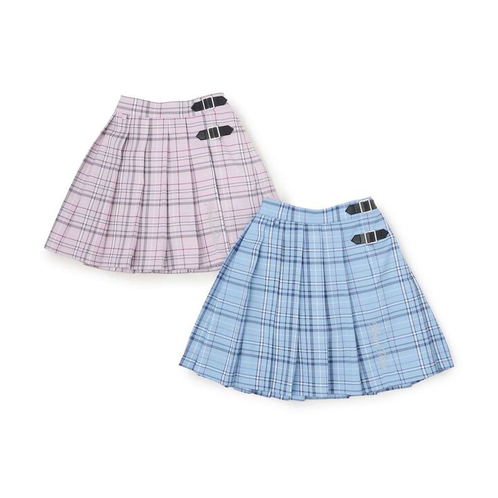 Checkered Pleated Skirt-Pants,Blue, medium image number 6