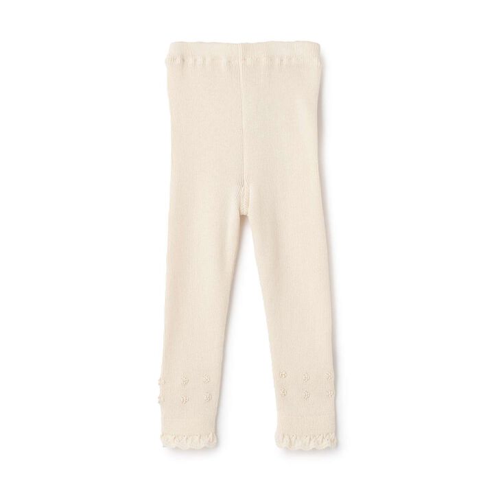 Organic Ribbed Knit Leggings [Made in Japan],Pearl white, medium image number 0
