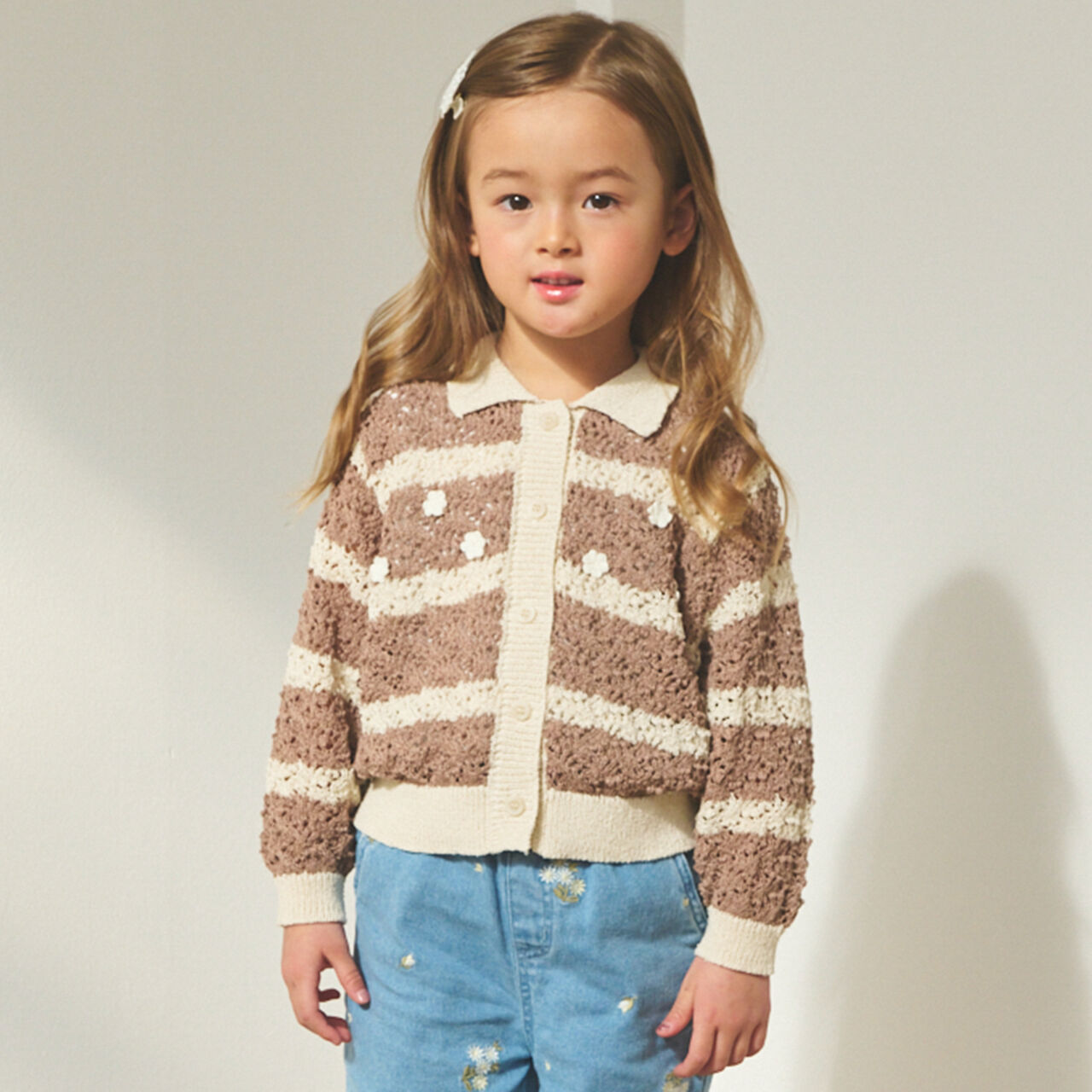 Collared Knit Cardigan,Mocha tea, large image number 0
