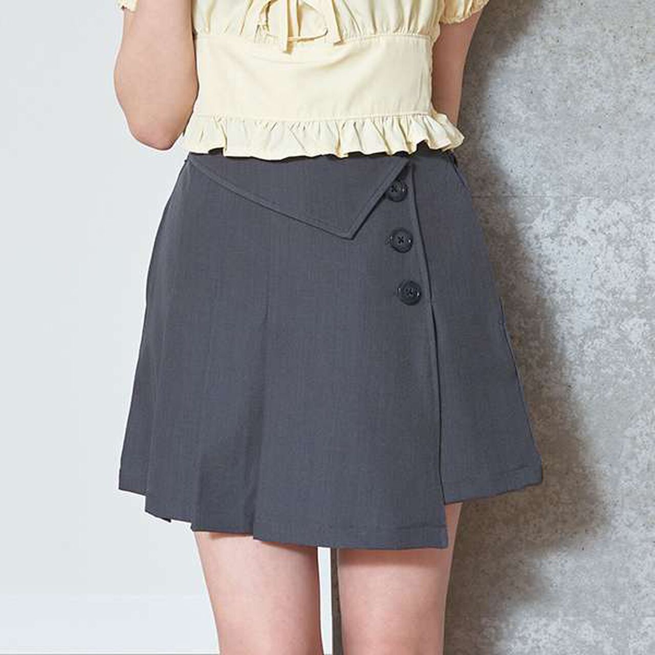 [DHOLIC] Wrap Pleated Skirt-Pants,Gray, large image number 0