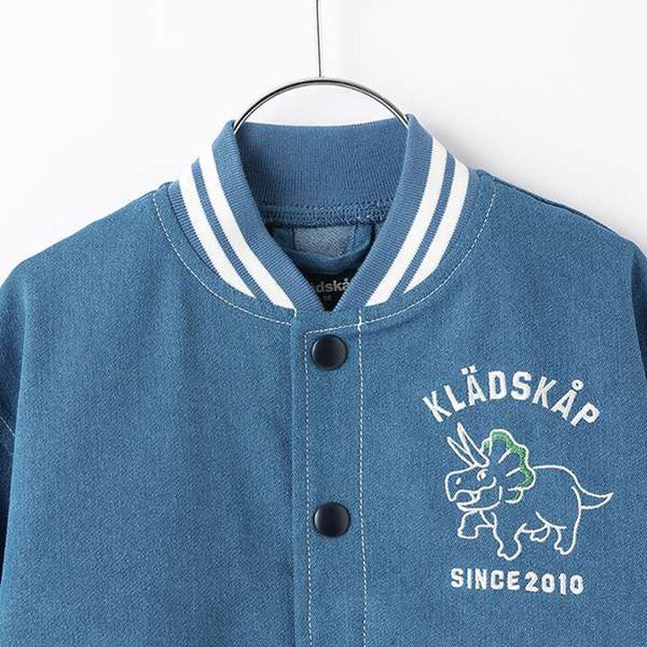 Dinosaur Denim Varsity Jacket,Navy, medium image number 2