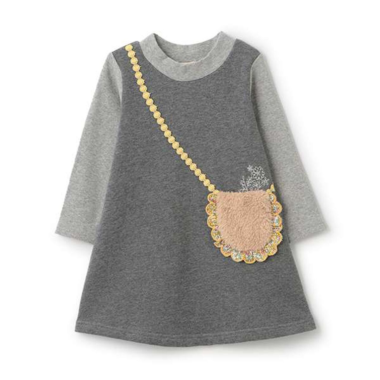 Boa Fabric Pocket Fleece One-Piece Dress,Gray, large image number 0