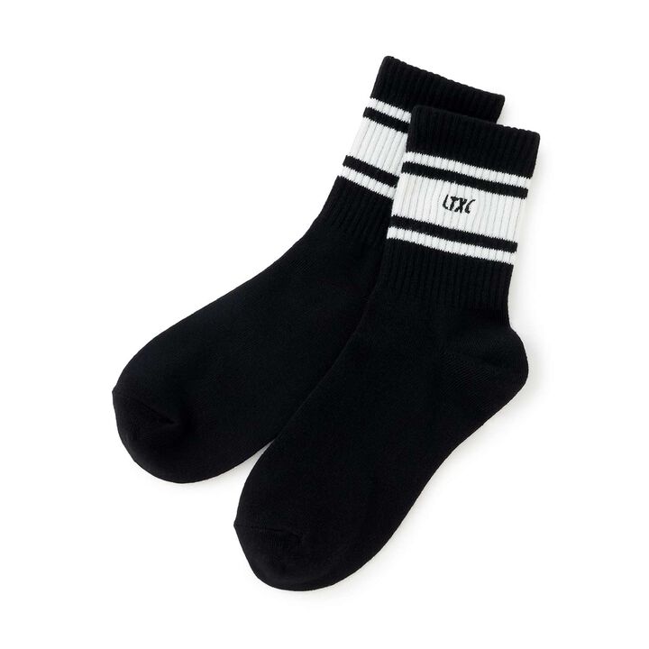 [LTXC] Multi Line Crew Socks,Black, medium image number 0
