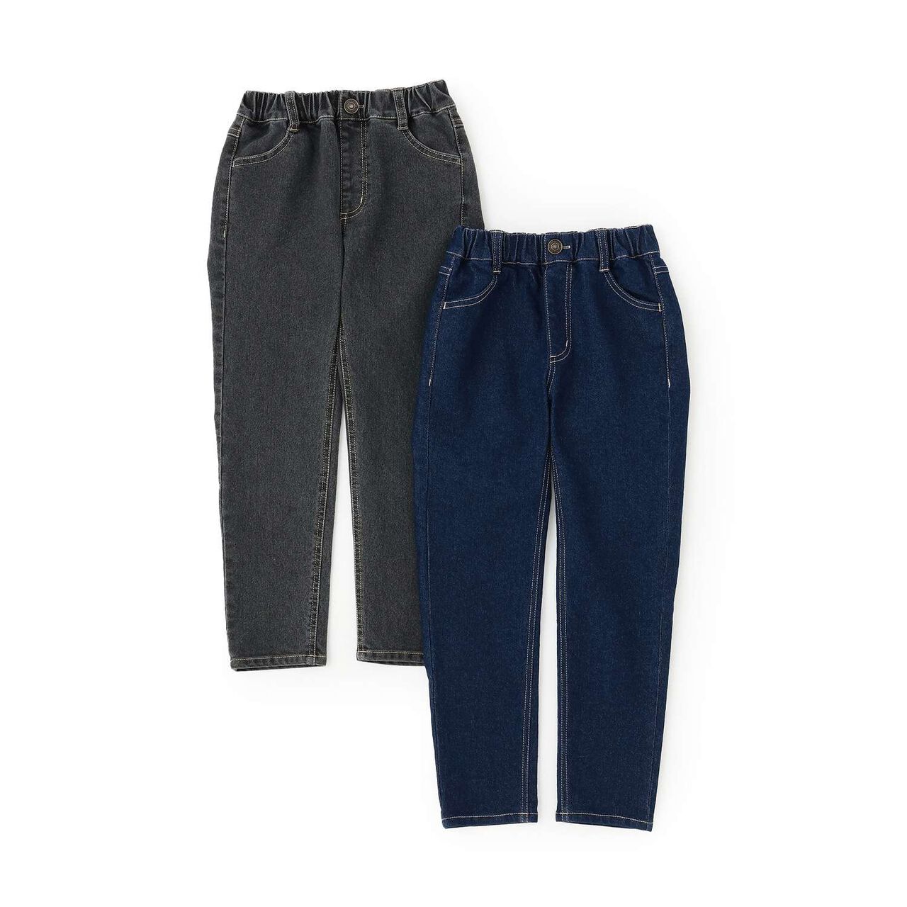 Denim Slim Straight Pants,Gray, large image number 15