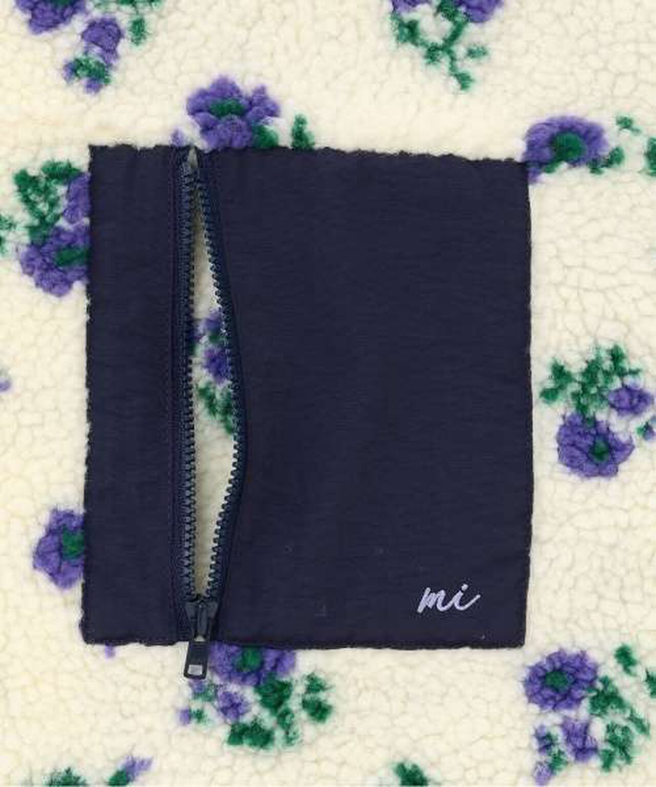 Patterned Boa Bomber Jacket [Korean Fashion],Beige, large image number 7