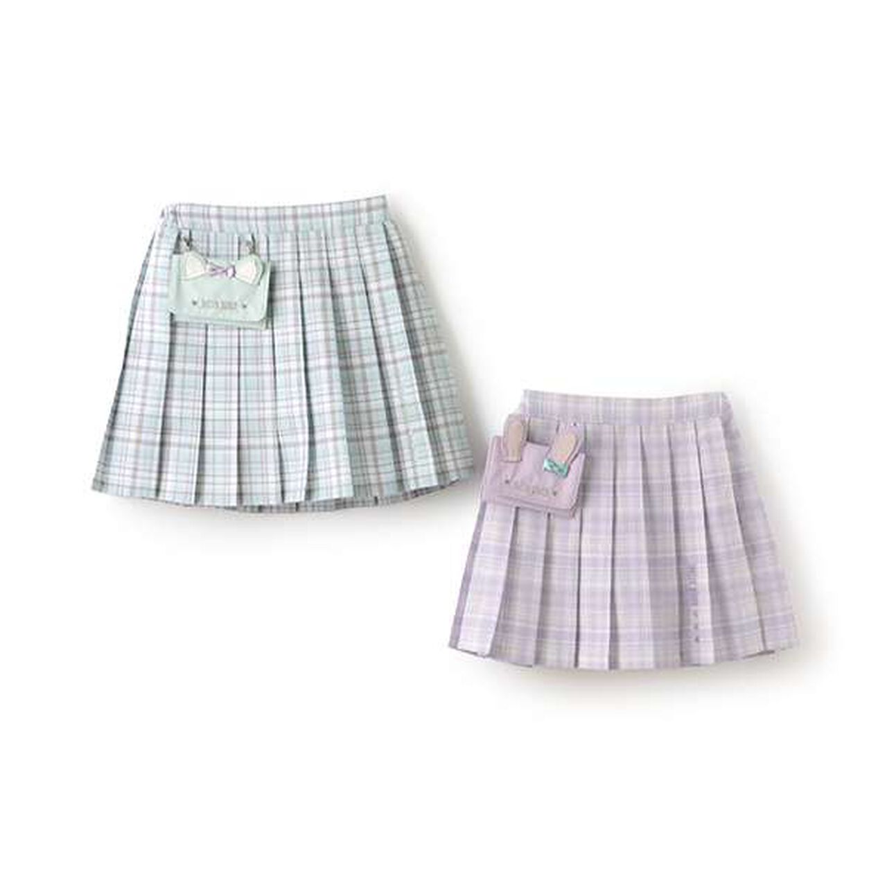 Check Pleated Skirt with Pocket,Mint, large image number 3