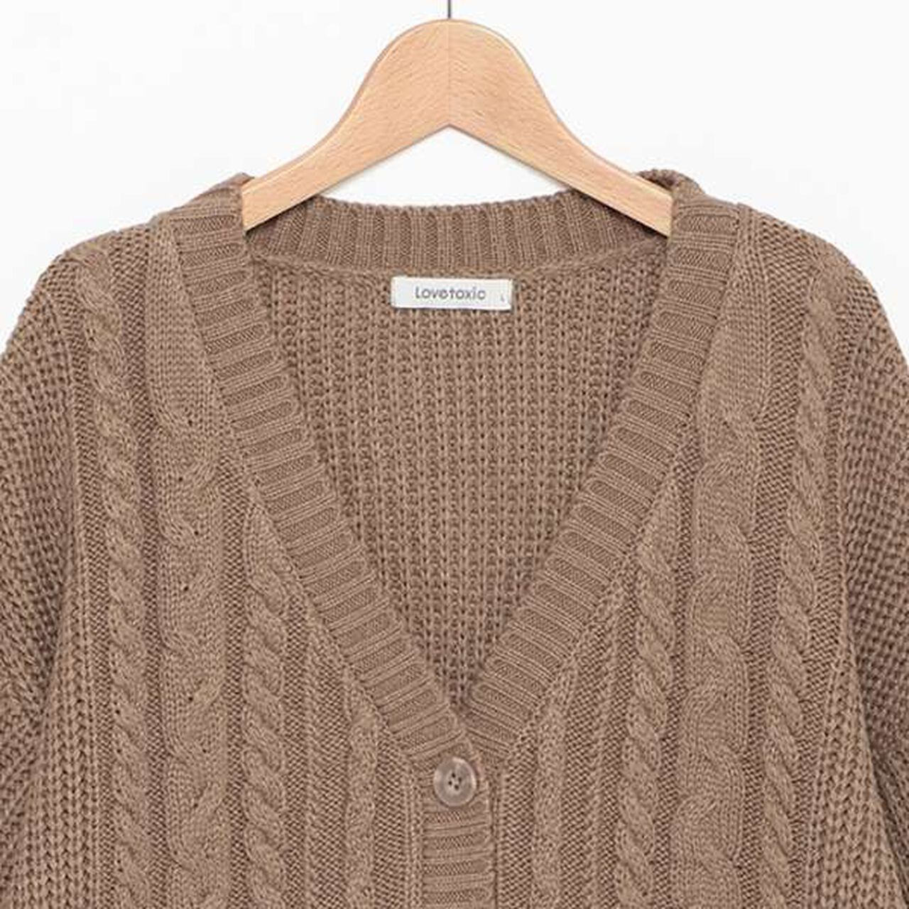 Washable Cable Knit Cardigan,Ivory, large image number 16