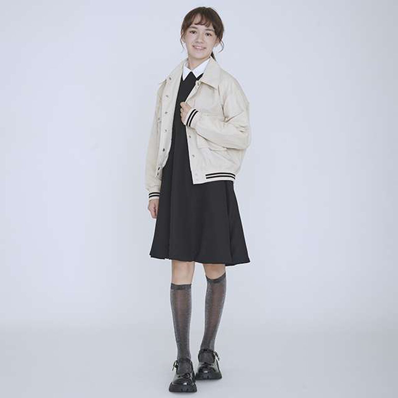 [AMI] Reversible Jumper Skirt,Black, large image number 8