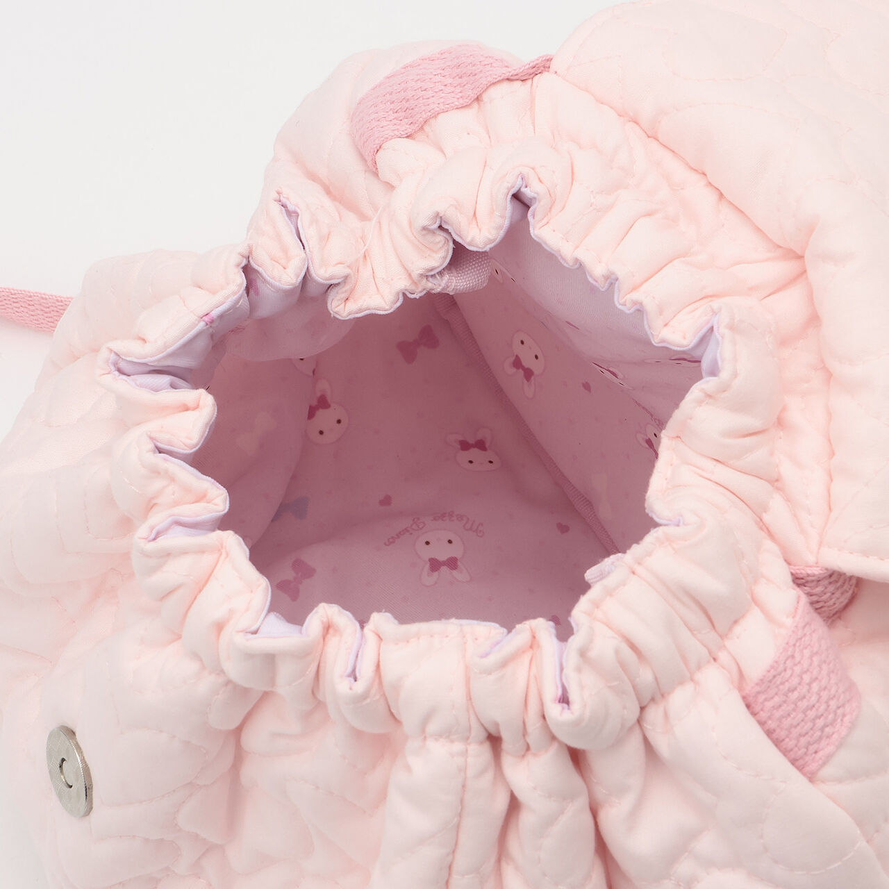 Heart Quilted Backpack with Rabbit Mascot,Light pink, large image number 5