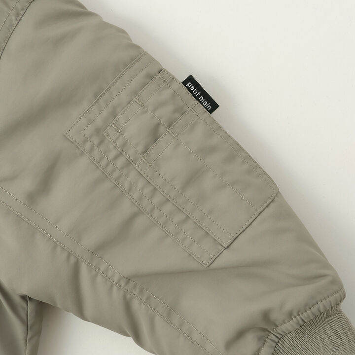 Washable MA1 Style Removable Hood Jacket,Khaki, medium image number 17