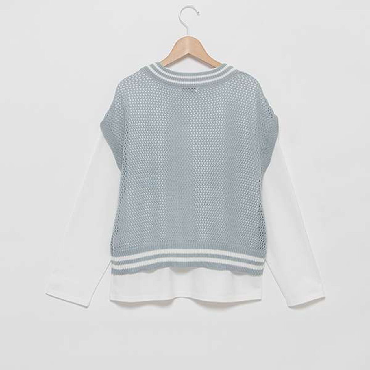 Mesh Knit Vest with Inner Lining,Black, large image number 1