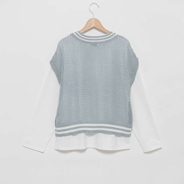 Mesh Knit Vest with Inner Lining,Black, medium image number 1