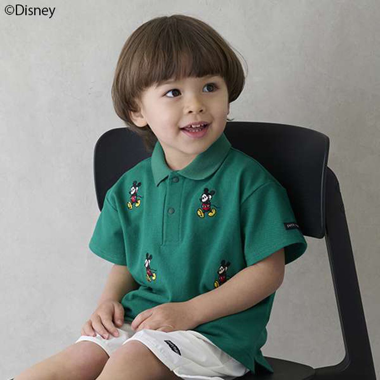 [Disney] Mickey/Embroidered Short-Sleeve Polo,Green, large image number 1