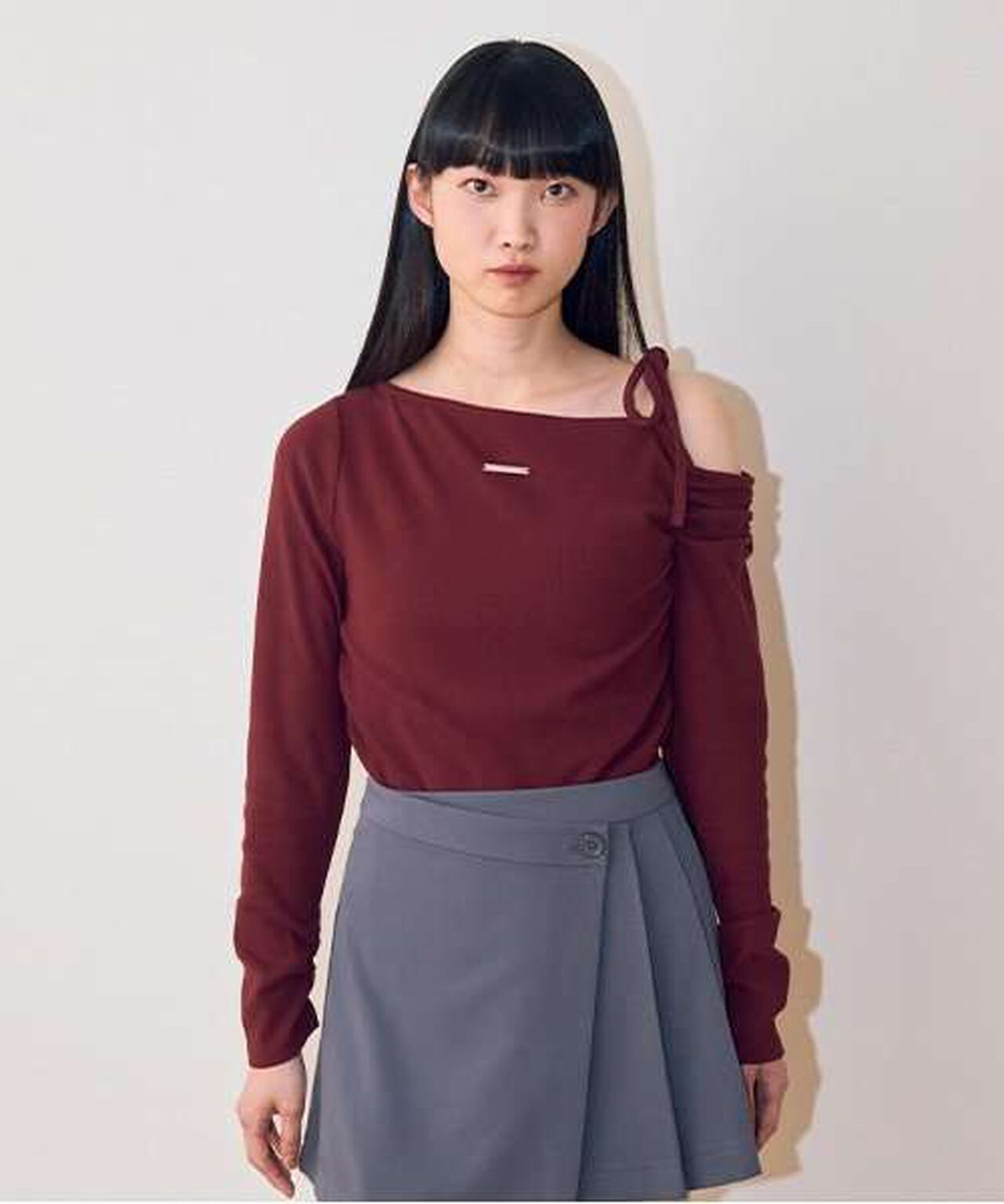 One-Shoulder Ribbon Tereko,Black, large image number 16