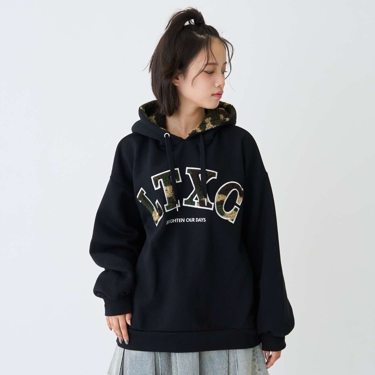 [LTXC] 100% Cotton Wool Lined Boa Logo Hoodie,Black, large image number 0