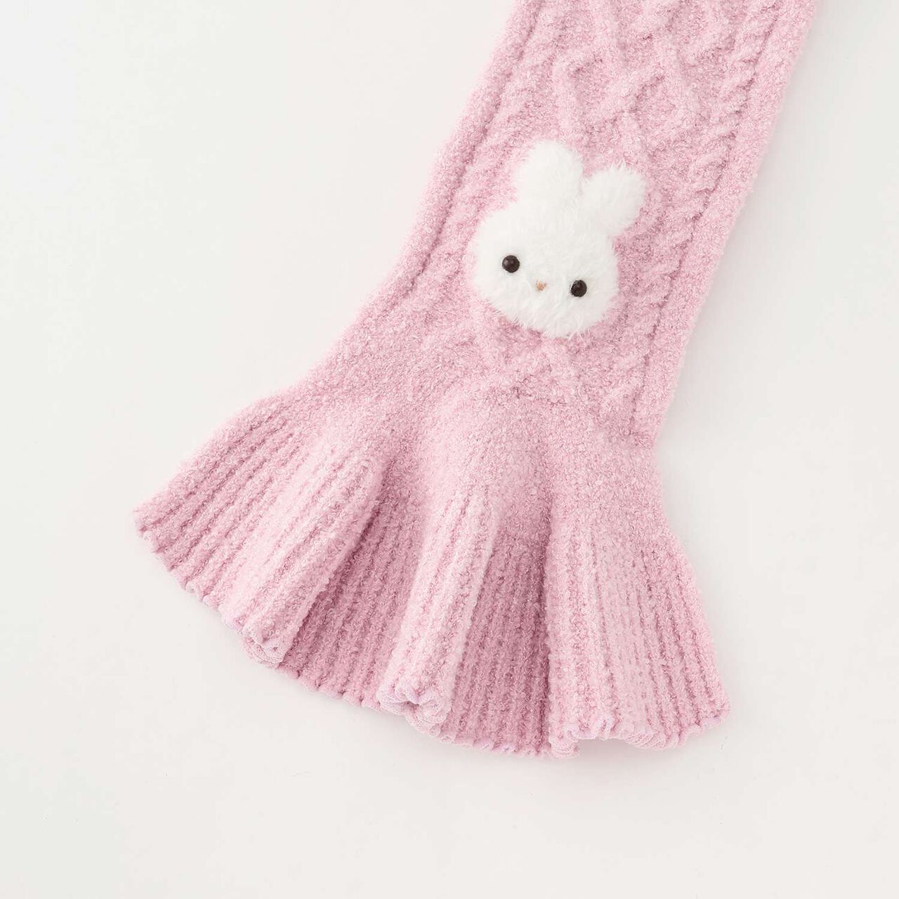 Marshmallow Knit Scarf with Boa Rabbit Mascot,Off white, large image number 2