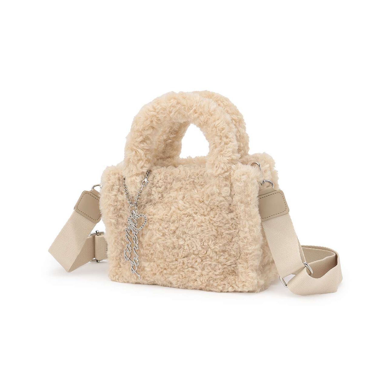 Boa Shoulder Bag with Charm,Ivory, large image number 10