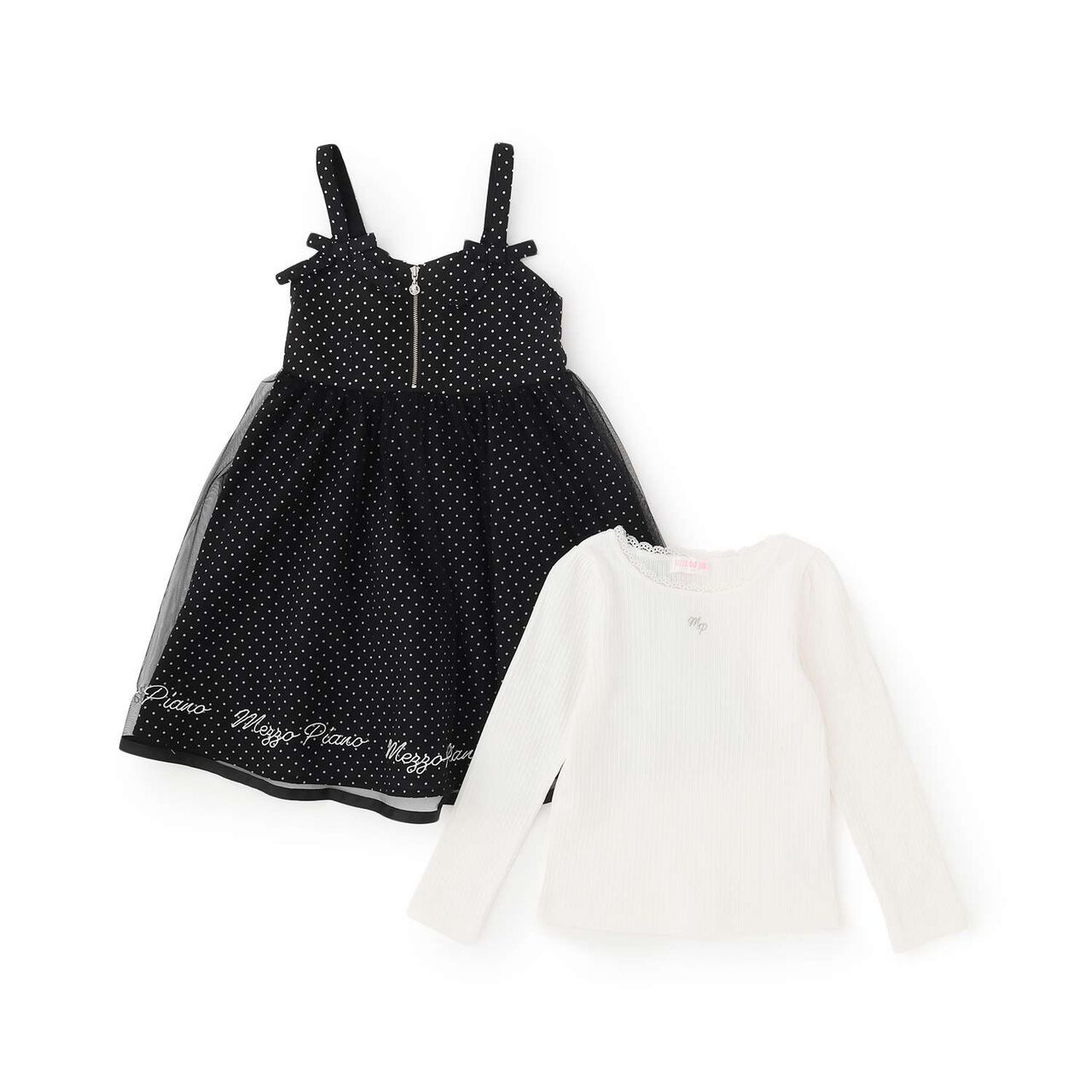 Jumper Skirt & Long-Sleeve T-Shirt Set,Black, large image number 2