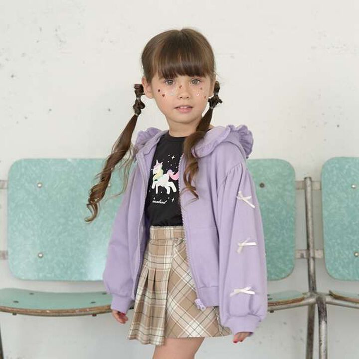 Pilling-Resistant Ribbon Frill Zip Hoodie,Light pink, medium image number 22