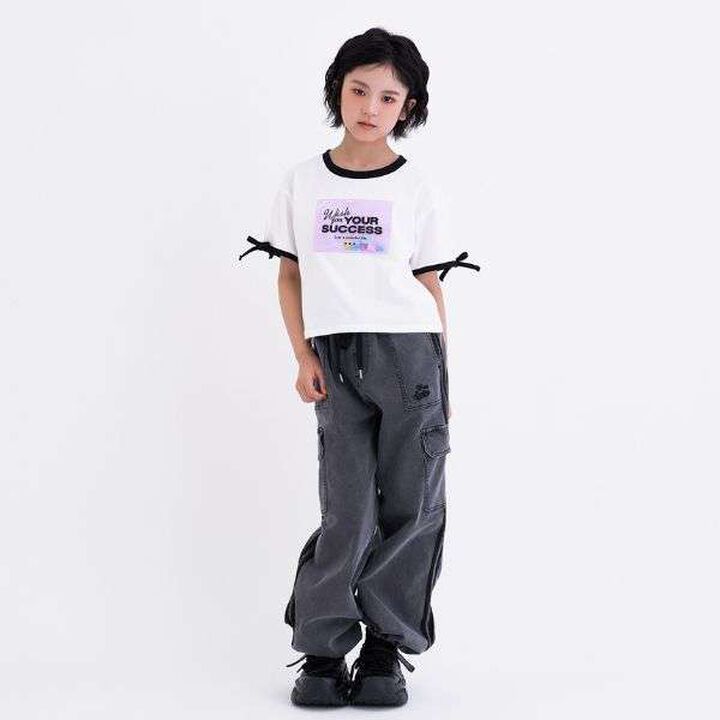 [Cool Touch] Lame Clear Patch Short-Sleeve Ribbon T-Shirt,Black, medium image number 6