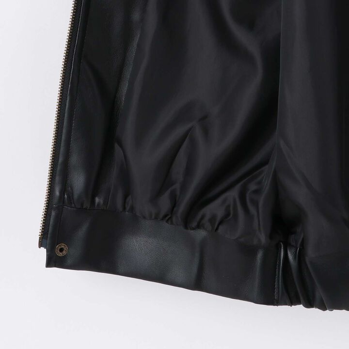 Faux Leather Jacket with Fur Collar,Black, medium image number 16