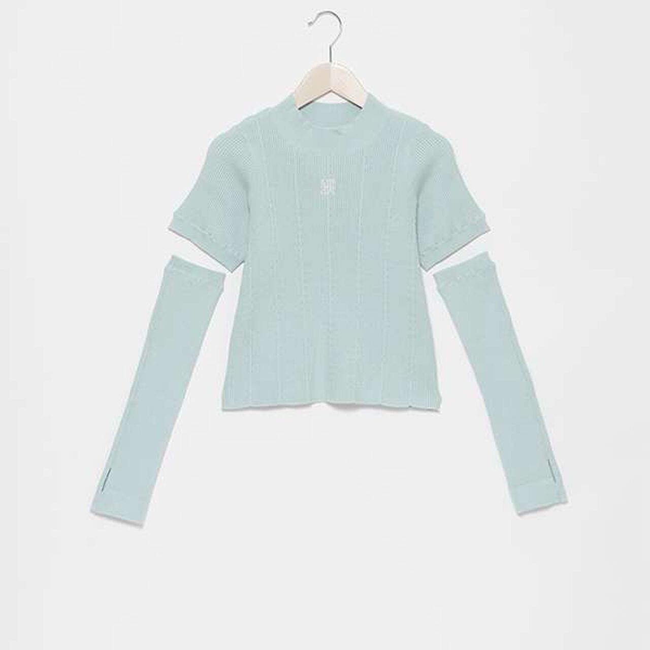 Short-Sleeve Knit with Arm Warmers,Off white, large image number 14