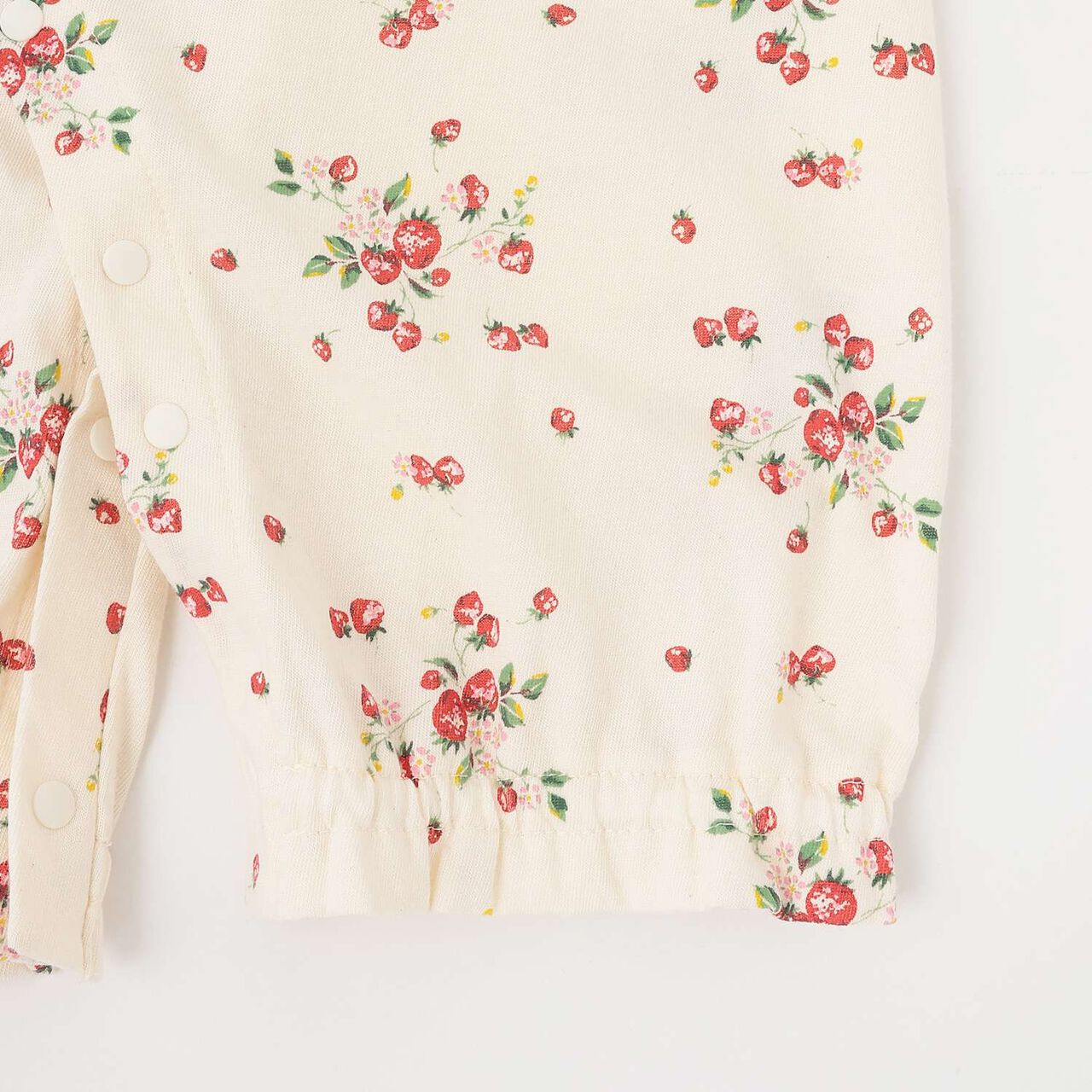 Organic Wild Strawberry Short-Sleeve 2WAY Romper [Made in Japan],Pearl white, large image number 6
